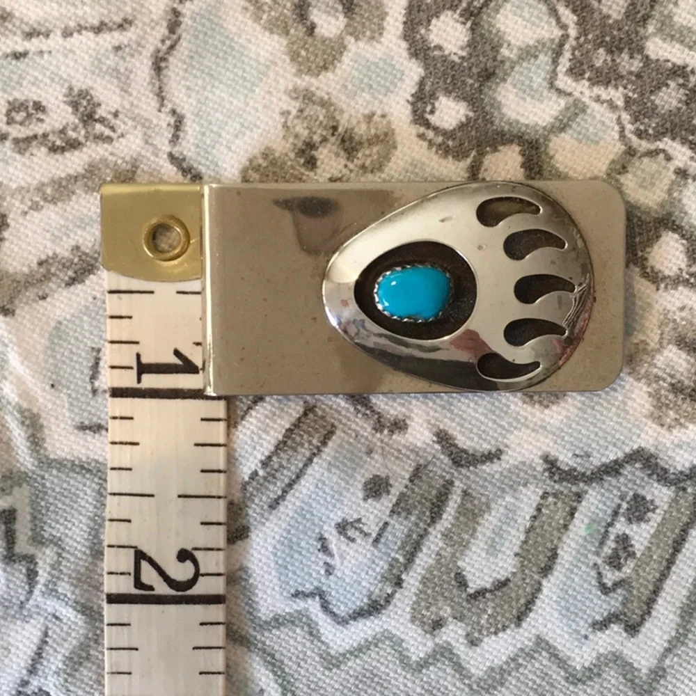 Vintage Bear Claw with Turquoise Stone Money Clip
